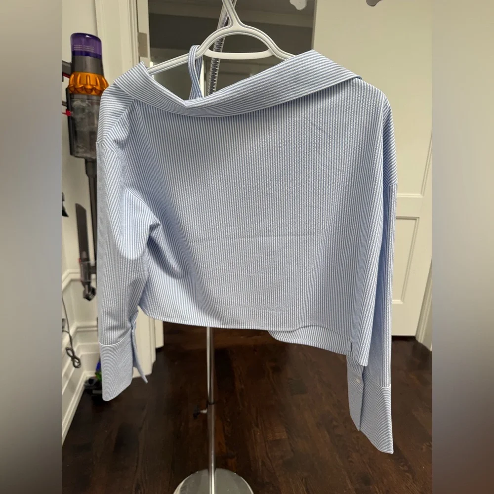 Oak and Fort Striped Off-Shoulder Shirt - Picture 8 of 8
